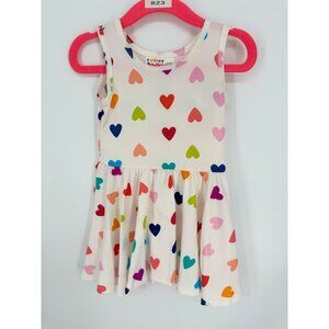Dotdotsmile Girls Dress Size 12/24 Months White with Multi Color Hearts NWT